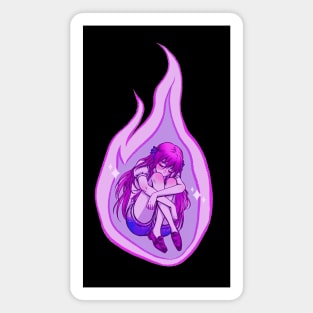 Anime Girl, Flame, Digital Painting Magnet